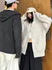 Sudadera con capucha americana de calle de moda, top casual holgado, chaqueta con cremallera tipo cárdigan, blanco, gris, gris claro, no