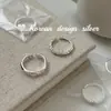 Anel de Prata S925 Sterling Prata Estilo Ins Dongdaemun Coreia do Sul Simples de Alto Padrão com Encaixe de Contas de Cânhamo Versátil Estiloso