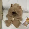 Chapéu e Cachecol Protetor de Pelúcia com Orelhas de Cachorro Fofas, Tudo-em-Um, Chapéu Lei Feng para Mulheres no Outono e Inverno, Rosto Pequeno e Conjunto Quente de Duas Peças