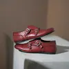 Zapatos Pequeños de Cuero Tallado Piel de Vaca Lavada Zapatos Mengke Estilo Británico Vintage para Mujer Zapatos Oxford Doble Botonadura Boca Profunda de Una Sola Capa Botas para Mujer