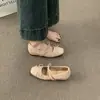Zapatos Cuadrados de Tacón Bajo para Mujer Chuyuji Retro 2026 Primavera Doble Lazo Remache Zapatos Planos Suela Suave Cómodos para los Pies