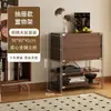 Estantería para sala de estar, mueble minimalista estilo Bauhaus con puertas abatibles, estante de almacenamiento, mueble multifuncional de pie para dormitorio o estudio