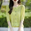 Camiseta Feminina Manga Curta Estampada Floral Slim-Fit Verão 2026 Nova Gola Redonda Fina Estilo Fofo com Bordado Elegante Top de Alta Qualidade