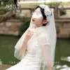 Estilo República de China Vintage Encaje Perla Hilo Suave Banda para el Cabello Sombrero Certificado Propuesta Nuevo Vestido Chino Cheongsam Joyería para la Cabeza