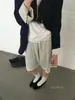 Otoño 2026 Nuevo Pantalones Cortos de Punto Casual Rectos de Pierna Ancha de Cinco Puntos con Rayas, Cintura Elástica con Cordón, Sueltos y Elegantes