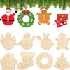 Colgante de Madera Navideño Fiesta Festiva DIY Graffiti Rodaja de Madera Cruda Juguete de Madera Decoración del Hogar Manualidad