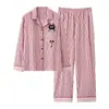 Pijama de algodón puro para mujer, manga larga, pantalón largo, cuello camisero, estilo cárdigan, cómodo, talla grande, estilo primavera y otoño, dulce y lindo, adecuado para usar como prenda exterior