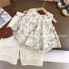 Traje de verano sin mangas para niñas Nuevo para niños Bebé Verano Chaleco floral Pantalones de pierna ancha Conjunto de dos piezas de comercio exterior