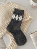 Calcetines de Lana para Mujer de Caña Media Estilo Coreano con Lazo Acolchados Cálidos Gruesos Sin Costuras para Otoño e Invierno