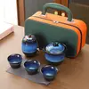 Conjunto de Chá de Viagem Queimado em Forno Portátil Um Bule 3 Xícaras Lembrança de Negócios Kung Fu Bule Portátil Presente para Casa