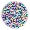 Paquete de 100 cuentas redondas planas con el alfabeto ruso, cuentas sueltas rusas negras impresas en color, productos semiacabados para niños, bricolaje, sueltas