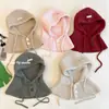 Pasamontañas Nuevo Otoño e Invierno para Mujer Engrosado Cálido Cortavientos Pulóver Protección para Orejas Cordón Bufanda para el Cuello Gorro de Lana Integrado