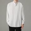 Camisa Casual de Estilo Chino Nuevo Sin Planchado para Hombre, Moderna de Estilo Japonés, Moderna para Negocios, de Seda de Hielo, de Manga Larga, Delgada, Camisa Blanca para Hombre