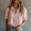 2026 Primavera/Verano Nueva Ropa Femenina Transfronteriza Europea y Americana Amazon Camisa Casual de Manga Corta Holgada de Encaje para Mujer En Stock