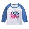 Camiseta de manga comprida para meninos e meninas, roupas de primavera e outono 2023, nova camiseta infantil de costura para usar por baixo, linda blusa de algodão infantil