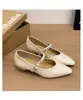 Zapatos Mary Jane de Tacón Grueso de Punta Fina y Tacón Medio con Hebilla y Pedrería, Estilo Nuevo Primavera/Verano 2026, para Vestidos de Estilo Francés