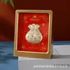 Marco de Fotos 3D con Lámina Dorada Atrae Riqueza Adorno de Escritorio Calabaza Dios de la Riqueza Bolsa de la Suerte Decoración de Escritorio Souvenir de Inauguración Reunión Anual Regalo