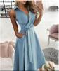 Ebay Aliexpress Wish Vestido Bodycon Estampado de Manga Larga con Cuello en V para Primavera/Verano para Mujer Diseño Irregular Versátil