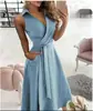 2026 Ebay Aliexpress Wish Moda de Temporada Primavera y Verano Más Vendida Vestido Estampado de Manga Larga con Cuello en V Ajustado al Cuerpo para Mujer