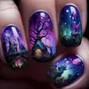 24 Piezas Venta Caliente Transfronteriza Uñas Portables Halloween Relieve Telaraña Lámina de Oro Uñas Postizas Desmontables Manicura Terminada Al Por Mayor