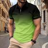 Venta Caliente Transfronteriza Nuevo Verano Impresión Gradiente 3D Talla Grande Casual para Hombre Holgado Talla Europea Cremallera Polo Manga Corta