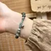 Nueva Pulsera China Retro de Loto con Cuentas para Mujer Diseño Nicho Estilo Étnico Accesorios de Pulsera Verde Oscuro