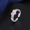 Anillo Difeng 999 de plata pura cepillada, encantador, con diseño de estilo torcido para mujer, anillo con forma de corazón, personalidad, anillo sencillo, pulsera