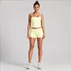 Conjunto de roupa fitness feminina transfronteiriço com alças duplas, secagem rápida, lindo conjunto de regata esportiva com costas trabalhadas, conjunto de roupa casual para corrida e yoga