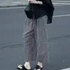 Conjunto de Pantalones de Algodón a Cuadros de Pierna Ancha Talla Grande Ajuste Holgado Adelgazante Finos Casuales Cortos
