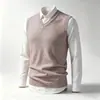 Novo colete de malha sem mangas com gola V para outono e inverno para comércio exterior, colete de tricô liso, blusa base