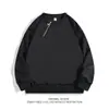 Sudadera con Cremallera Lateral de Metal Streetwear Americano Empalme de Cabeza Pullover para Hombre Otoño e Invierno Cuello Redondo Color Sólido Holgada Casual