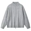 Chaqueta de cárdigan de punto con cuello alto para hombre, primavera, otoño, invierno 2026 nuevo estilo, prenda exterior casual de corte holgado, suéter moderno