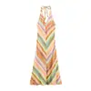 Comercio Exterior 2026 Verano Nuevo Estilo Europeo y Americano Moda Femenina Sexy Chica Caliente Vestido Largo Rayado 7937139