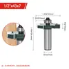 Broca de Tupia com Rolamento de Esfera para T-Slot Haste de 1/2" Verde Escuro Router Trimmer para Marcenaria Broca de Liga Quatro Cortes para Fenda Cortador de Ranhura