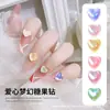 Decoración de arte de uñas con forma de corazón de macarrón fluorescente tridimensional de cristal mágico de diamante de caramelo de amor de red roja para venta al por mayor