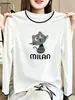 Camiseta de manga larga de dos piezas falsas para mujer, moderna y versátil, base de algodón puro, top blanco, nuevo atuendo de otoño 2026
