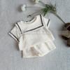 Traje Multicolor Color Maillard Personalizado ~ Camiseta de Manga Corta con Solapa Grande de Gasa de Algodón + Shorts para Niños y Niñas
