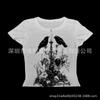 Colete feminino fofo estilo Y2K, sem as mãos, estampa punk dos anos 2000, camiseta curta e estilosa de rua