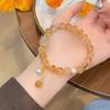 Pulsera de Cristal Amarillo Citrino Torre Pixiu de la Suerte para Mujer Retro Nuevo Chino Pulsera de Cuentas de Cristal Rosa Pulsera Nafu
