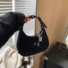 Bolso bandolera de estilo coreano 2025 con texturas, sencillo, para uso diario, con diseño en forma de media luna, moderno, combinable, de color liso y dulce para mujer.