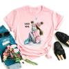 Fonte de Comércio Exterior Nova Roupa Feminina Europeia e Americana AliExpress Tema Dia das Mães Solta Tamanho Grande Gola Redonda Camiseta Branca