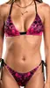 Traje de baño bikini triangular con cordones y estampado degradado, moda de playa transfronteriza, colección de bikinis estilo punk Y2k