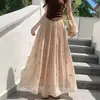 Saia de Tule Fluida com Bordado de Borboleta Lantejoula para Mulheres 2026 Novo Estilo Verão Saia de Tule Plissada Grande Cintura Alta Linha A Perolada