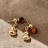 Ojo de Tigre Piedra Geométrico Bola Calabaza Tridimensional Dos-Usos Pendientes Nuevo Estilo Chino Elegantes Pendientes Lujo Accesible Pendientes de Gama Alta