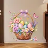 Día de la Resurrección de Pascua Mariposa Huevo de Colores Cesta de Flores Tienda Embellecimiento Decoración Atmósfera Pegatinas de Decoración de Pared Autoadhesivas Removibles