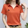 Popular en línea popular polo para mujer cuello en V manga corta camiseta para mujer 2022 verano nuevo estilo western reductor de edad top casual
