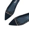 Sapatilhas Bico Fino para Mulheres 2023 Primavera e Outono Novo Estilo Estilo Pequeno Fragrante Leve Respirável Elegante Versátil Combinação de Cores Fivela de Metal Sapatilhas de Solado Macio