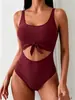 Traje de baño bikini de una pieza para mujer Amazon europeo y americano con huecos y cordones traje de baño ropa de baño de comercio exterior transfronteriza en stock