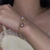 Pulsera de Perlas Chapada en Oro Cobre Perla Barroca con Forma Especial Pulsera Elástica Abierta Pulsera Enrollada Hecha a Mano