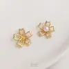 Colgante de collar de flor de cerezo chapado en oro de 14K galvanizado, soporte de perla de cristal con medio agujero, material de accesorios para colgantes hechos a mano DIY